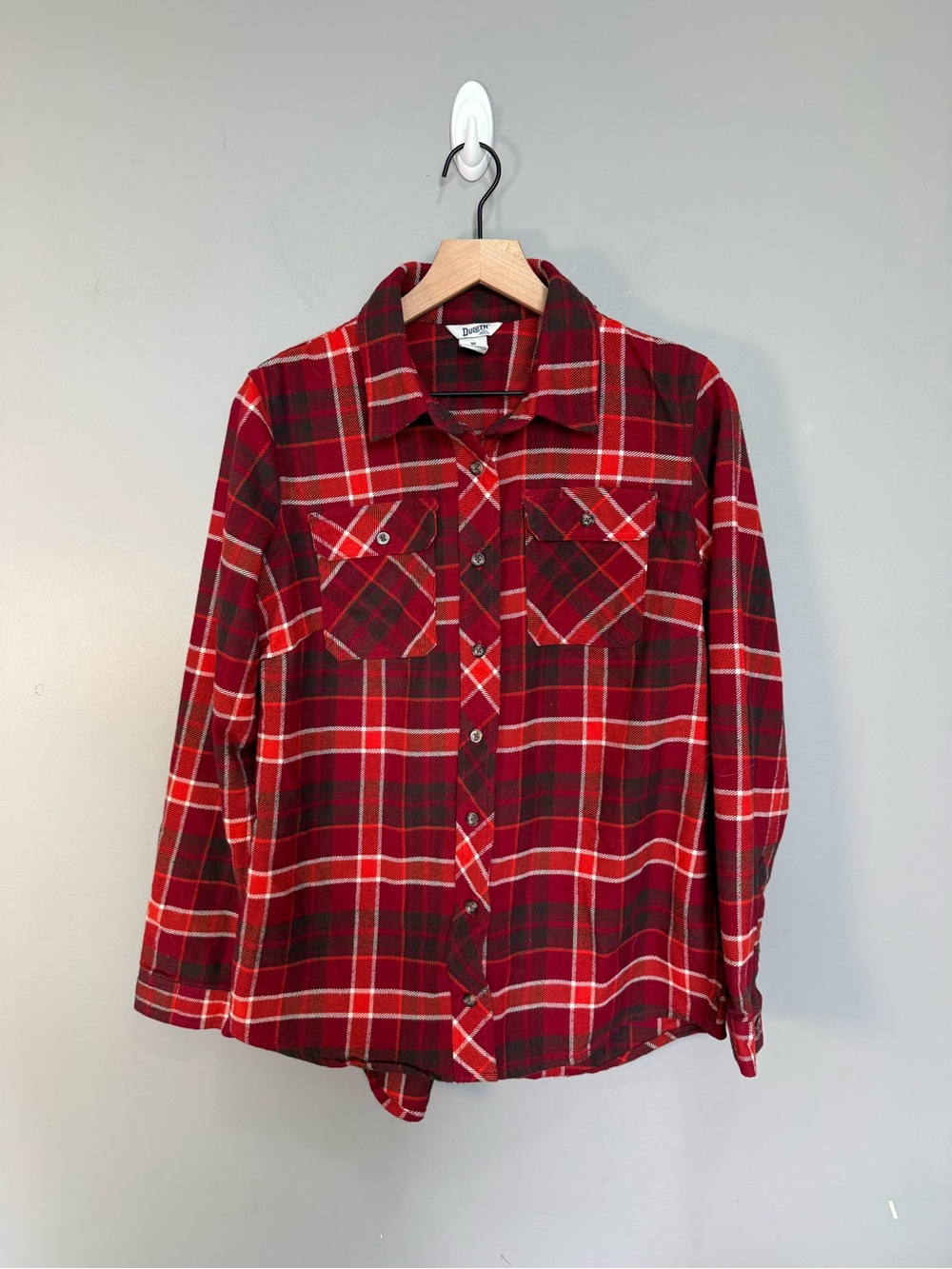 Duluth Trading Red Plaid Flannel Button Front Shirt Women’s Medium
